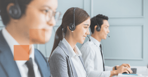 people working with headphone as customer agent support